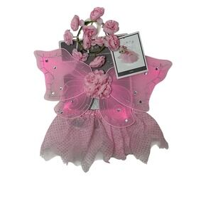 New Fairy Dust Halloween Pet Dog Cat Costume‎ Apparel Pink Butterfly Set M/L